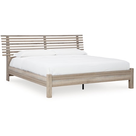 Casual Queen Slat Panel Bed