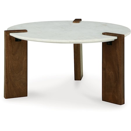 Round Coffee Table with Marble Top