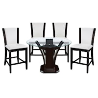 Contemporary 5-Piece Counter Height Dining Set with 48" Round Glass Top