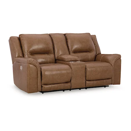 Contemporary Power Reclining Loveseat with Console