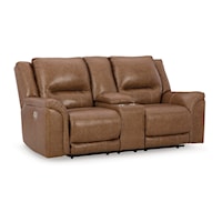 Contemporary Power Reclining Loveseat with Console