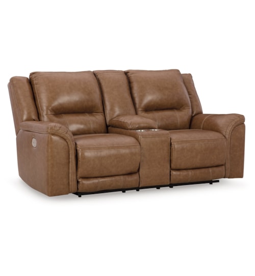Contemporary Power Reclining Loveseat with Console