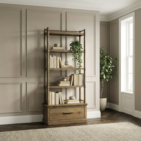Four-Shelf Bookcase w/Storage Drawer