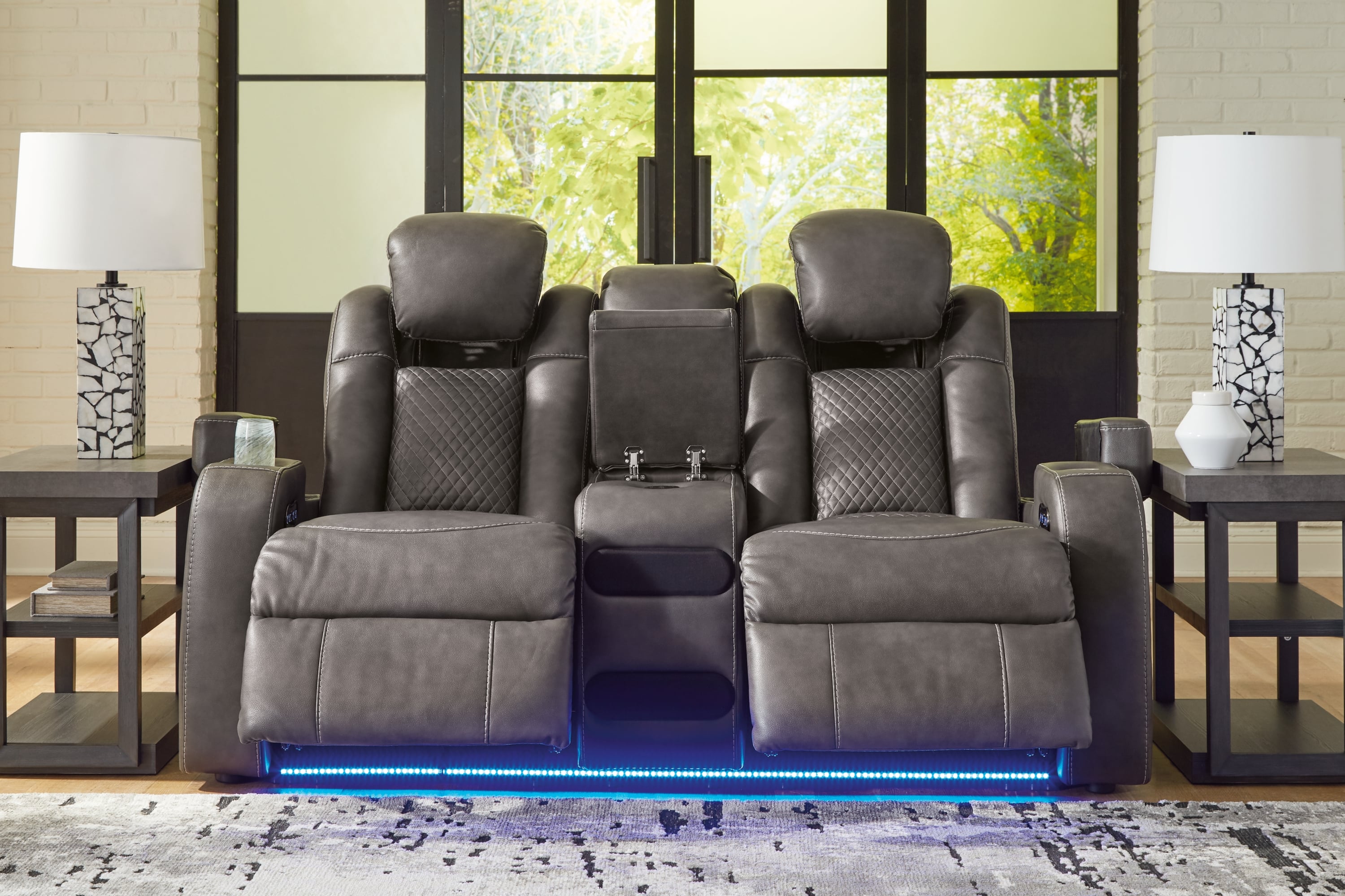Signature Design by Ashley Fyne-Dyme Power Reclining Loveseat With Console