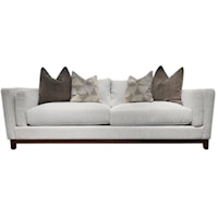 Modern Estate Sofa with Bolster Arm Pillows and Exposed Wood Base Rail