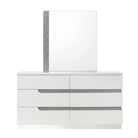 6 Drawer Dresser with Attached Mirror