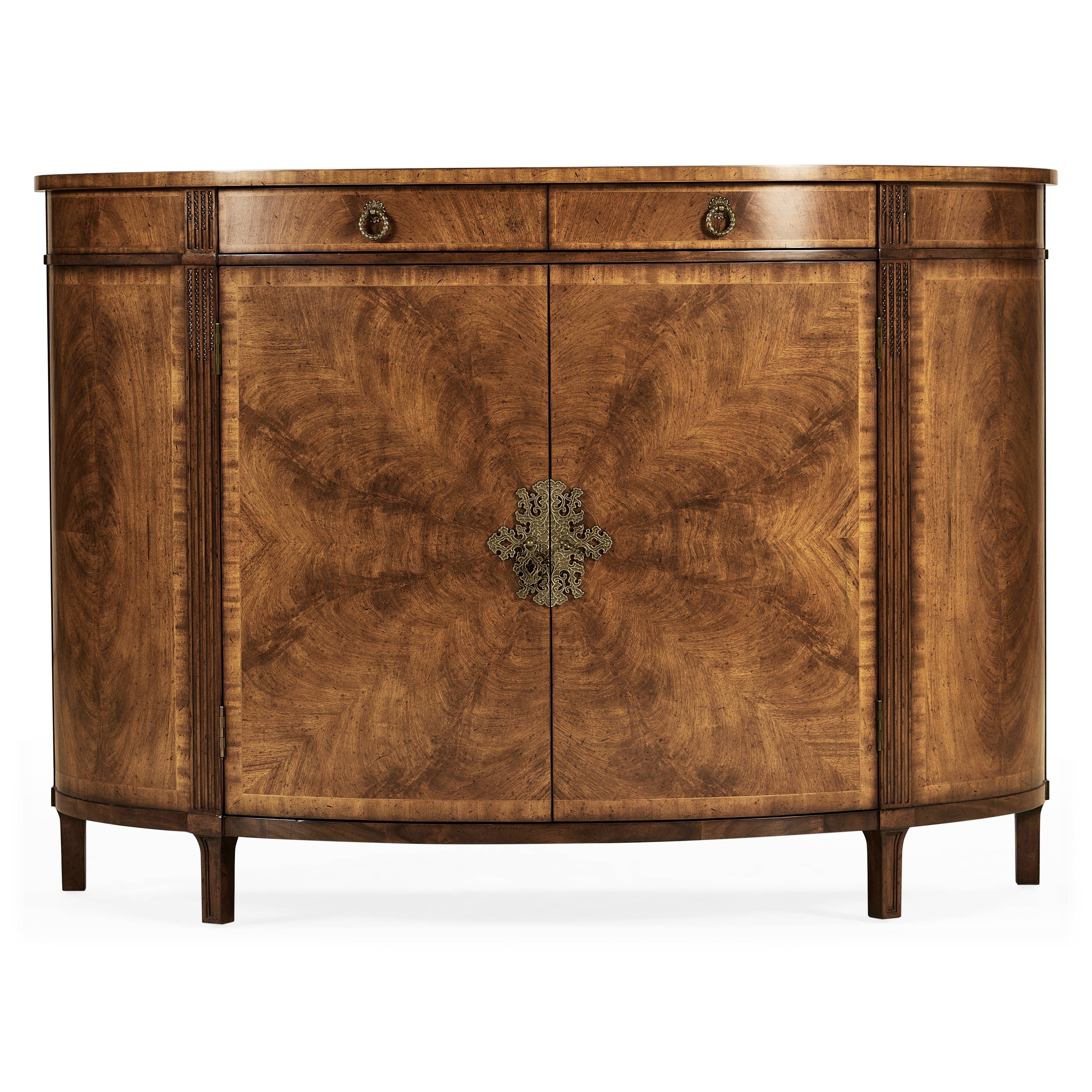 Jonathan Charles JC Traditional Crotch Walnut Demilune Sideboard