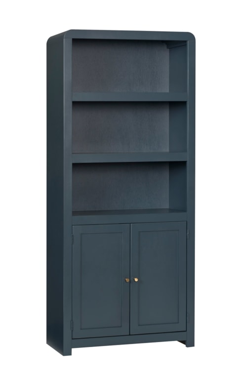Contemporary 3-Shelf 74" Bookcase with 2-Doors