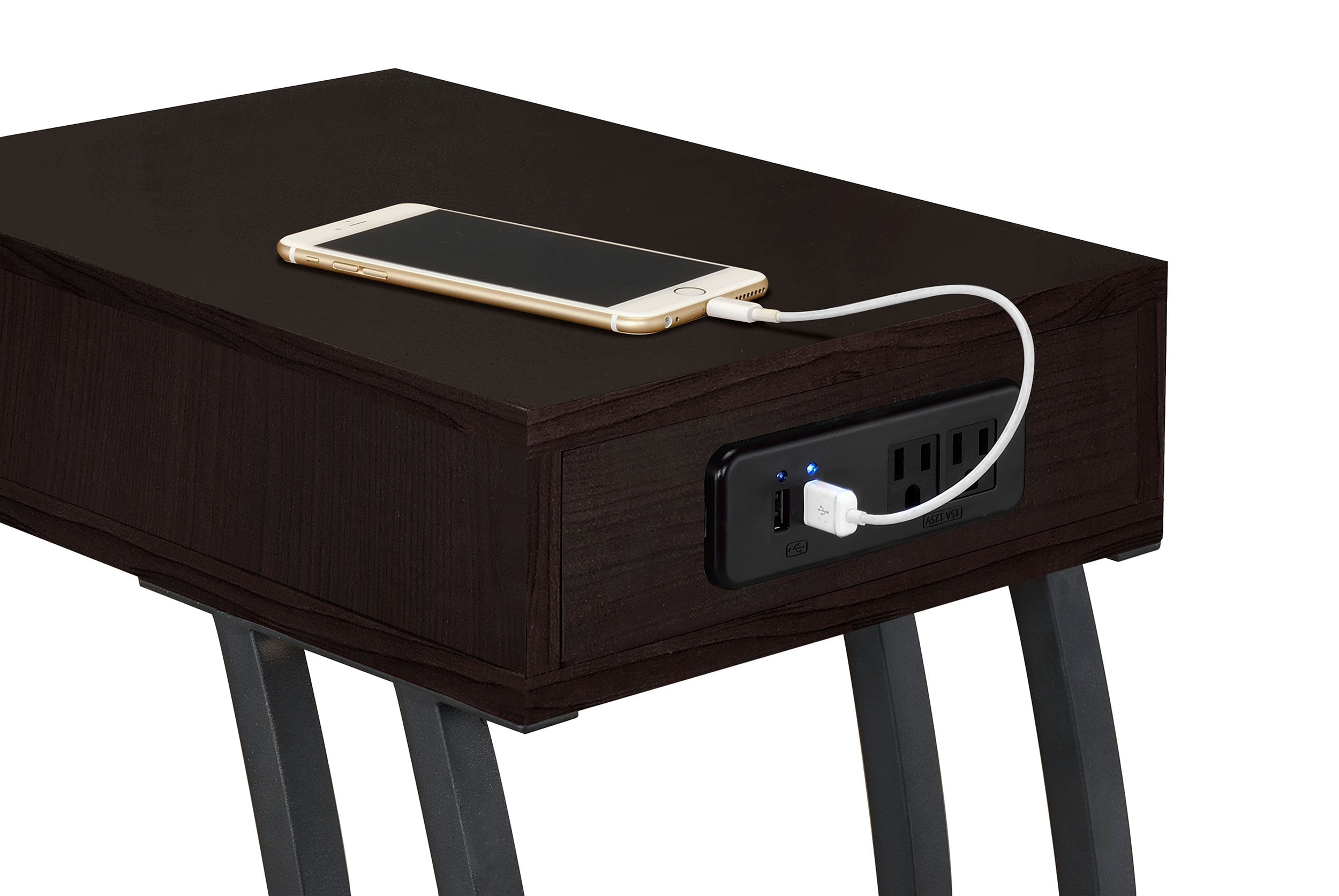 C-Shaped Side Table Power Outlet