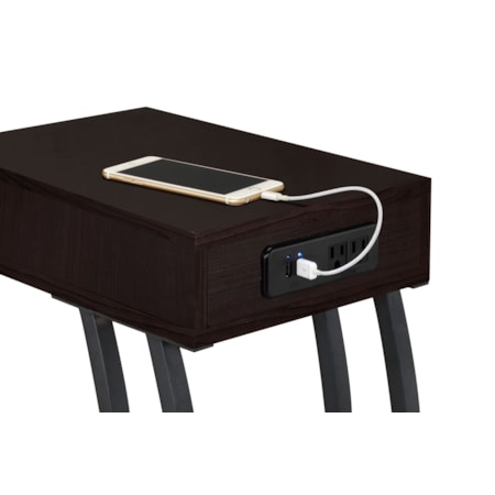 1-drawer C-Shaped Side Table Power Outlet