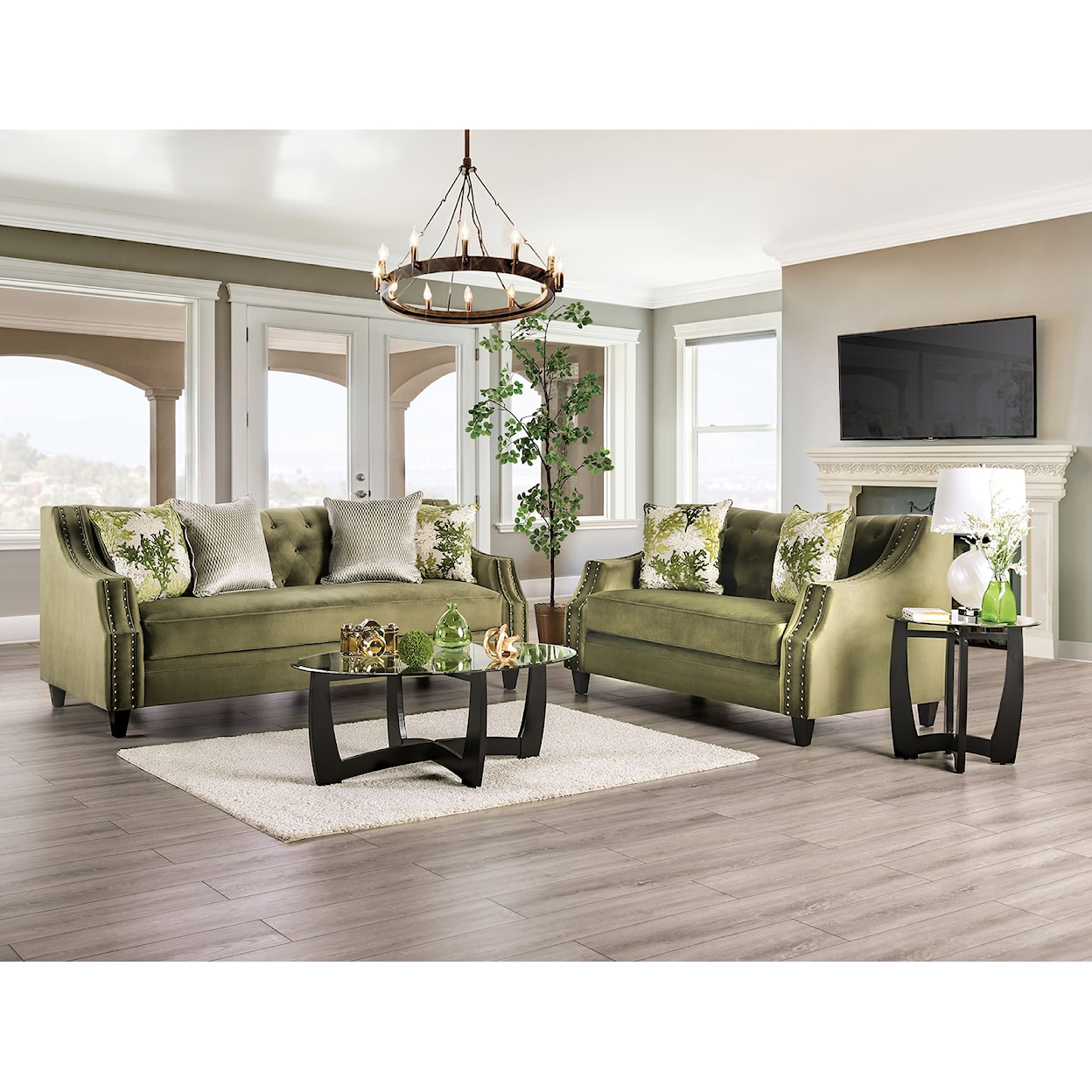 Furniture of America Kaye Sofa and Loveseat Set