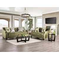 Transitional Sofa and Loveseat Set with Button Tufted Back