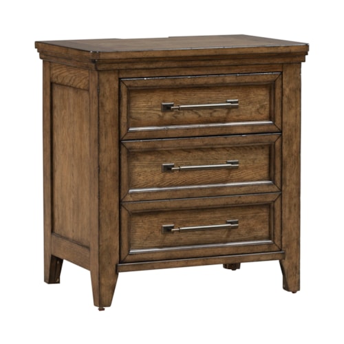 Transitional 2-Drawer Nightstand with Charging Station