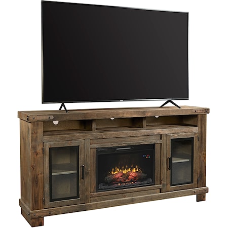 Transitional 79" Highboy Fireplace TV Console with Wire Management