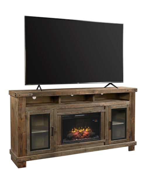 Transitional 79" Highboy Fireplace TV Console with Wire Management