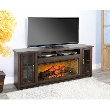 76&quot; Media Console with Electric Fireplace