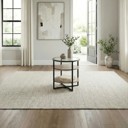 Round Chairside Table w/Open Shelving