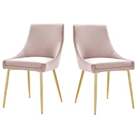 Performance Velvet Dining Chairs - Gold/Pink - Set of 2