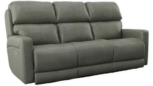 Casual Power Reclining Sofa with Power Adjustable Lumbar Support and Power Headrest