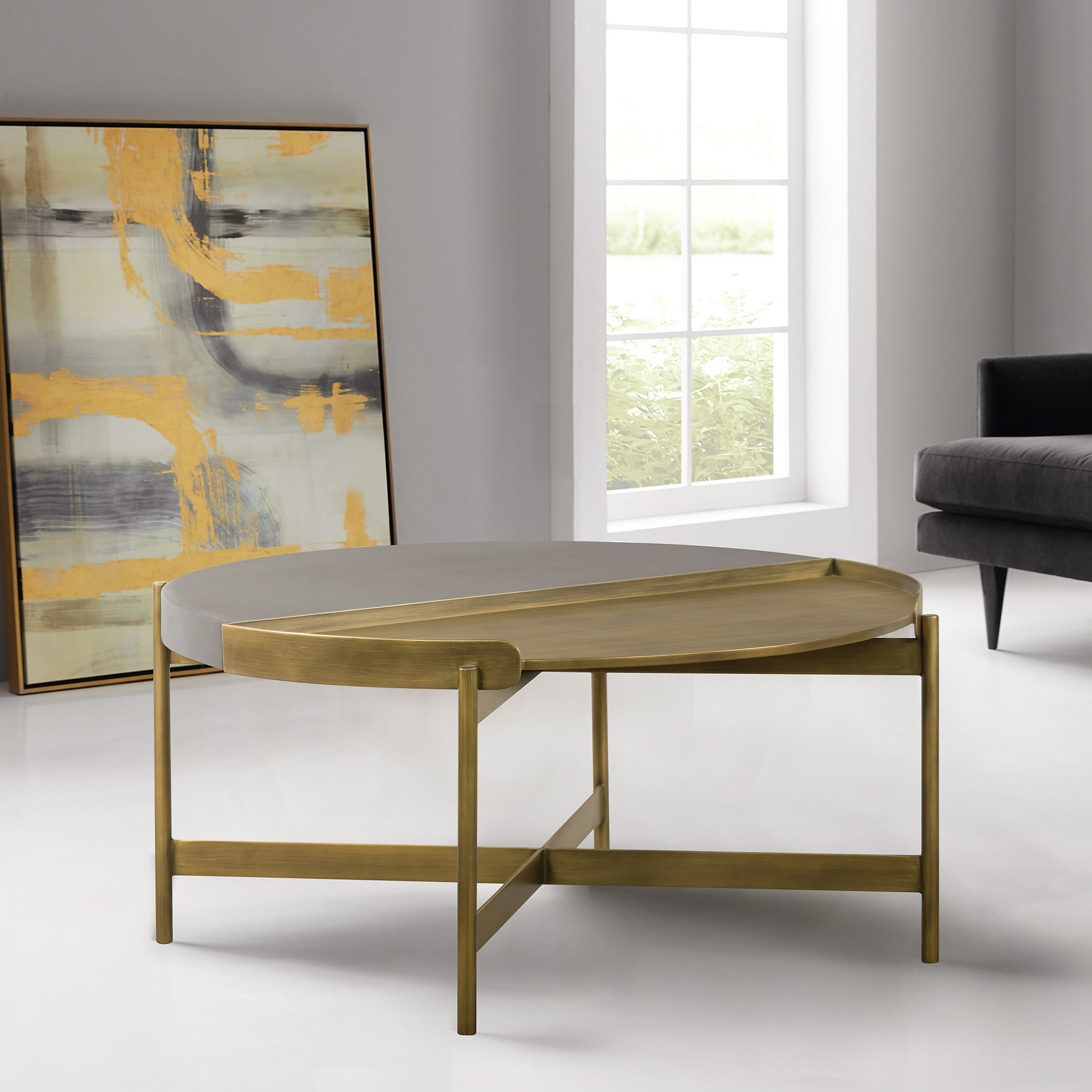 Armen Living Dua- Concrete Coffee Table