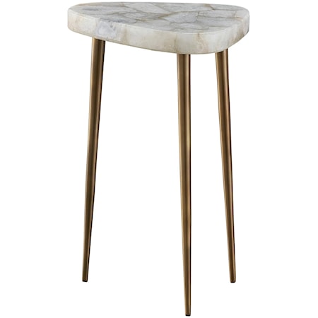 Contemporary Tall Side Table with Antique Satin Brass Legs