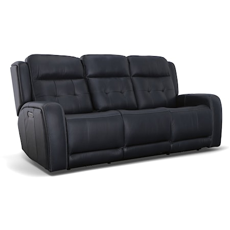 Transitional Power Reclining Sofa with Power Headrest and Storage Console