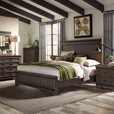 Transitional 5-Piece California King Panel Bed Set