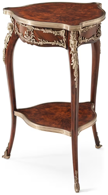 Traditional 1-Drawer Accent Table with Ornate Brass Decoration