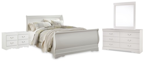 Queen Sleigh Bed, Dresser, Mirror And 2 Nightstands