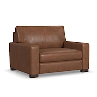 Casual Leather Chair with Track Arm