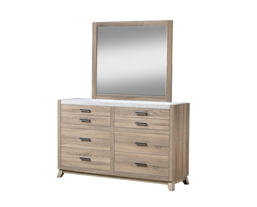 Tilston Rustic Contemporary 6-Drawer Dresser and Mirror