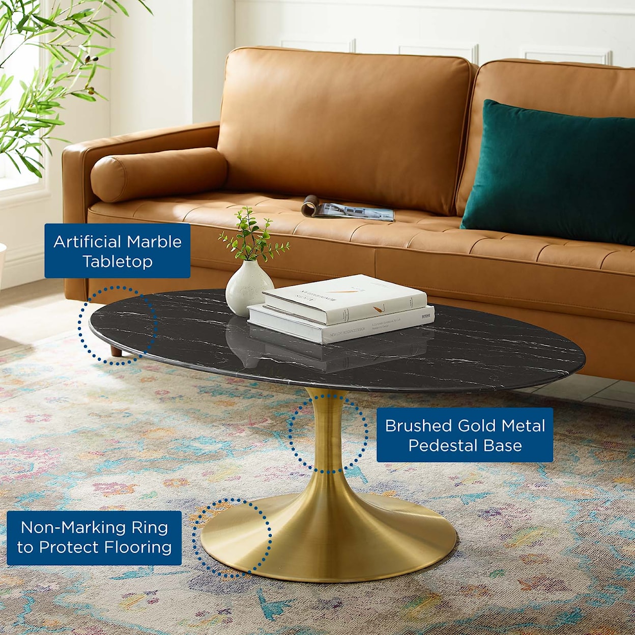 Modway Lippa 42" Oval Coffee Table