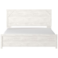 Farmhouse King Panel Bed in Rustic White Finish