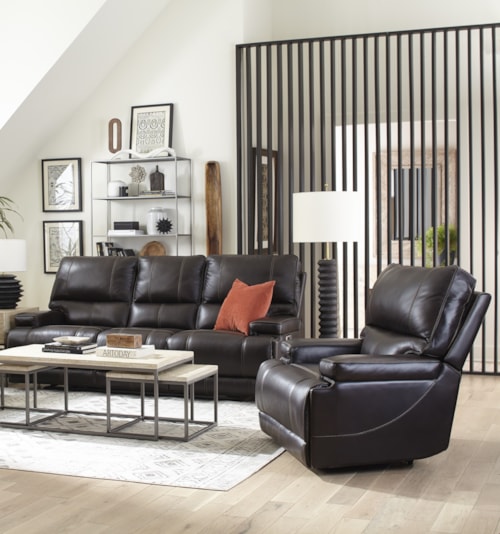 Casual Cordless Power Reclining Sofa and Recliner Set with Power Headrests