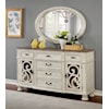 Furniture of America Arcadia Traditional Dining Server with Ornate Carvings and Mirror Trim