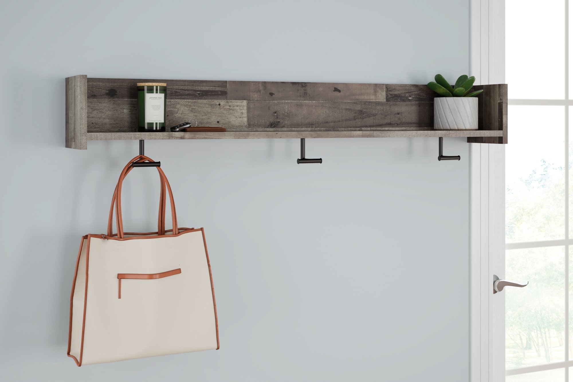 Signature Design by Ashley Neilsville Wall Mounted Coat Rack W/Shelf