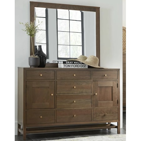 Contemporary Dresser and Mirror Set