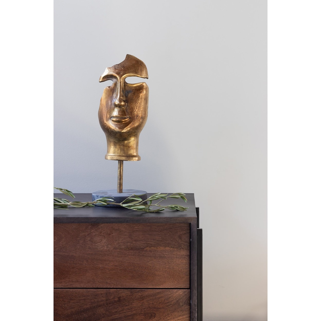 Moe's Home Collection Sculptures Golden Mask On Stand