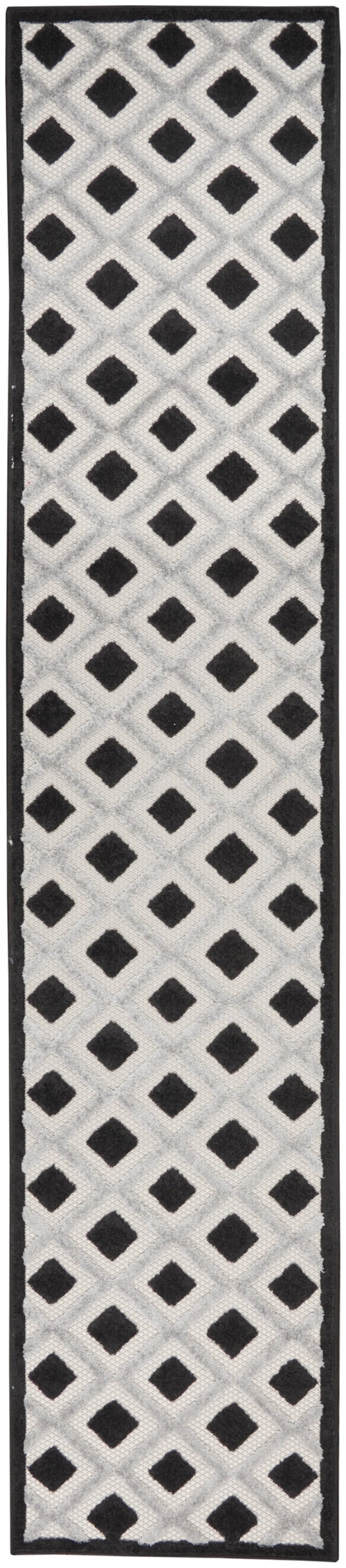2'3" x 12' Black White Runner Rug