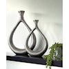Signature Design by Ashley Accents Dimala Antique Silver Finish Vase Set