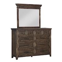 Transitional Dresser and Mirror Set with Felt-Lined Drawers