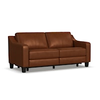 Transitional Leather Power Inclining Sofa with Slope Arm