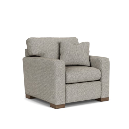 Contemporary Chair with Plush Seat Cushion and Track Arms