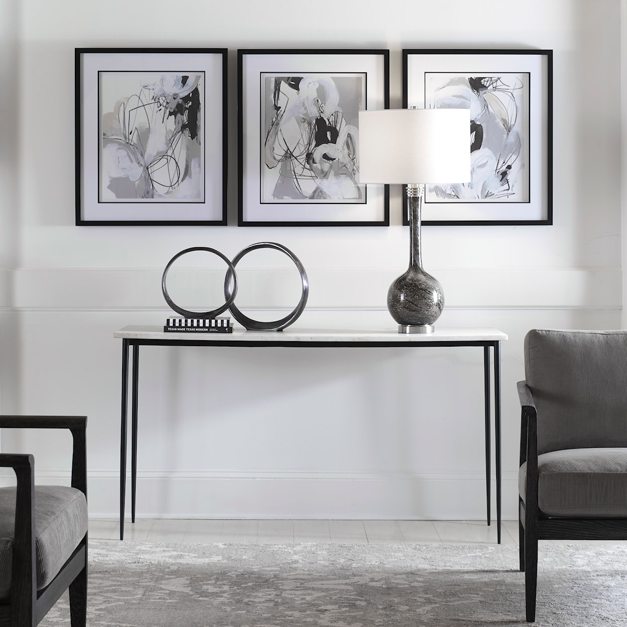 Uttermost Nightfall Nightfall White Marble Console Table