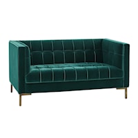 Isaac Transitional Velvet Loveseat - Green