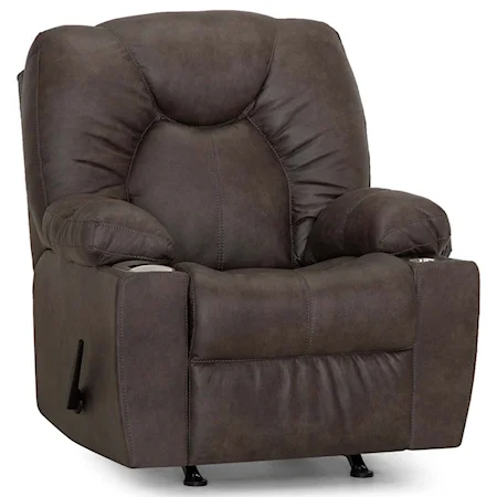 Casual Rocker Recliner with USB Port and Cup Holders