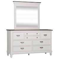 Cottage 8-Drawer Dresser & Mirror with Felt-Lined Drawers