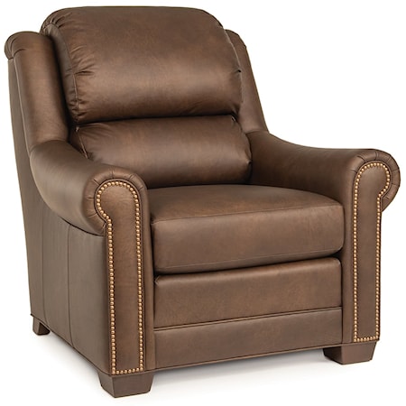 Transitional Accent Chair with Nail-Head Trim & Tapered Block Legs