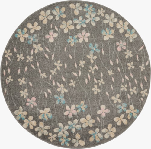 5'3"  Grey/Beige Round Rug