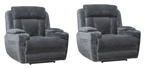 Casual Power Recliner with Power Headrest (Set of 2)